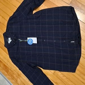 MEN'S LONG SLEEVED LARSSON & CO. NAVY BLUE BRUSHED FLANNEL SHIRT SIZE M